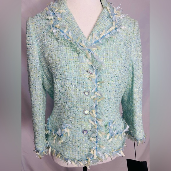 Rickie Freeman for Teri Jon Jackets & Blazers - NWT Rickie Freemon for Terri John Fringe Tweed Blazer